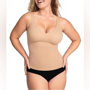 Honeylove Shaping LiftWear Tank Size 2X Sand Nude Built-In Bra Shapewear Support